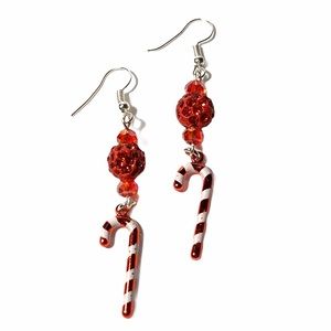 Christmas Candy Cane Earrings Handmade
